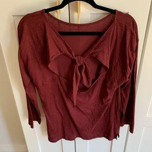 JCrew Maroon Cut Out Back Top
